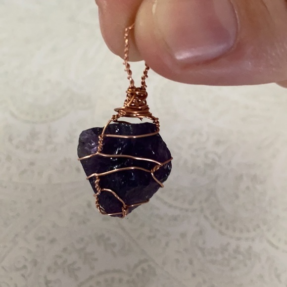 26+ carat rough natural amethyst copper necklace - Picture 3 of 5